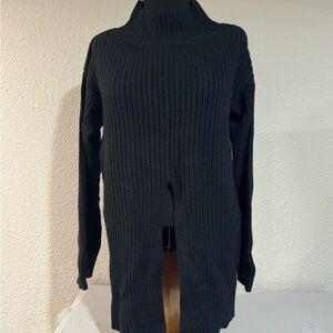 Nasty Gal Black Ribbed Cowl Neck Sweater